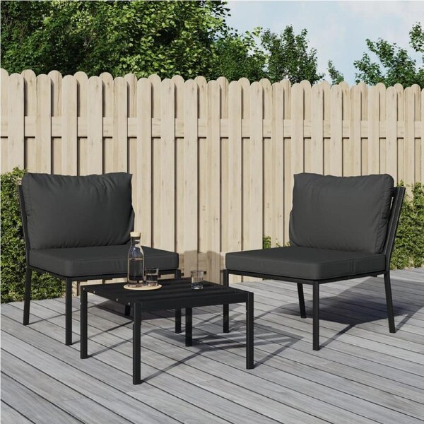 Garden Chairs with Grey Cushions 2 pcs 60x74x79 cm Steel vidaXL