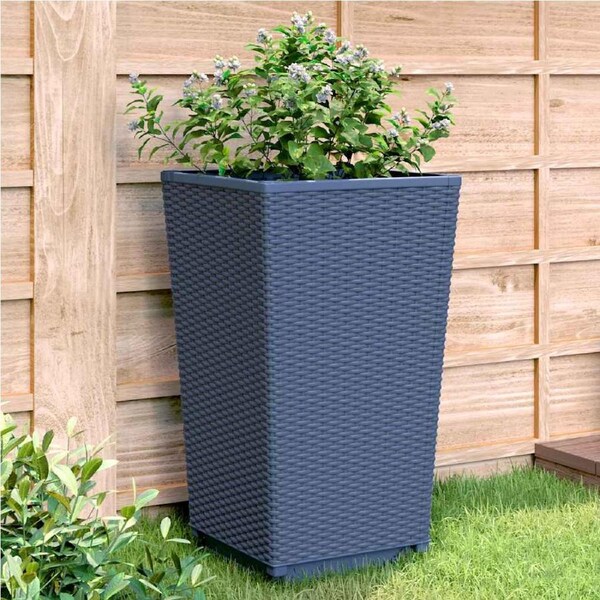 Garden Planters 2 pcs Blue Grey 32.5x32.5x57 cm PP vidaXL