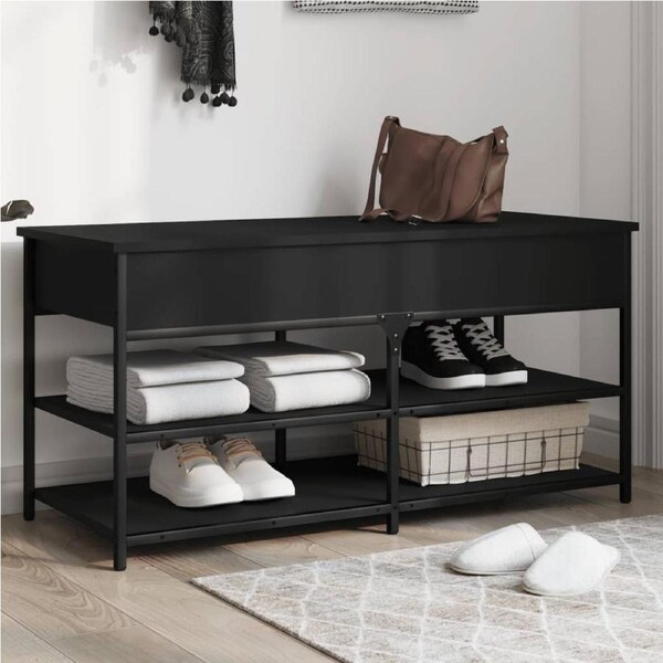 Shoe Bench Black 100x42.5x50 cm Engineered Wood vidaXL