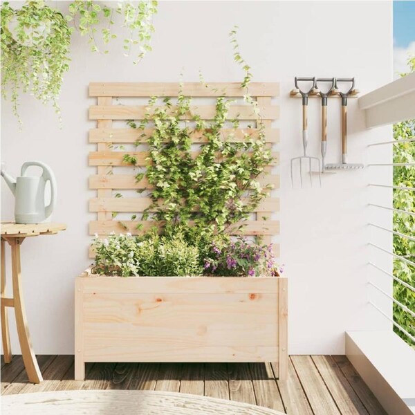 Garden Planter with Rack 79x39.5x114 cm Solid Wood Pine vidaXL