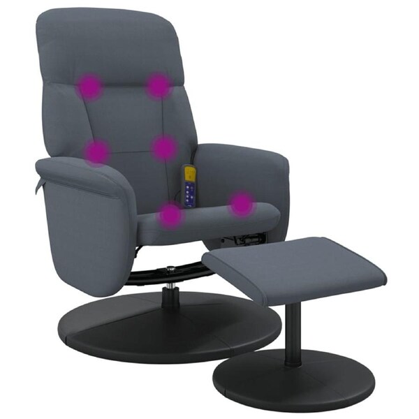 Massage Recliner Chair with Footstool Dark Grey Velvet vidaXL