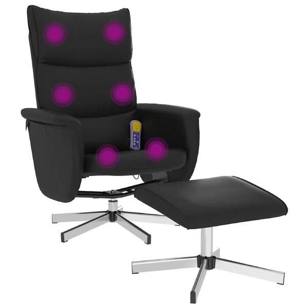 Massage Recliner Chair with Footstool Black Faux Leather vidaXL