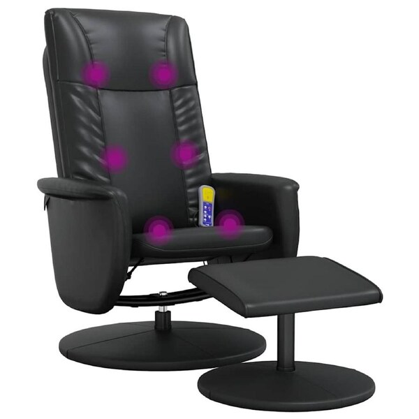 Massage Recliner Chair with Footstool Black Faux Leather vidaXL
