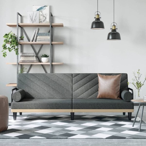 Sofa Bed with Armrests Dark Grey Fabric vidaXL