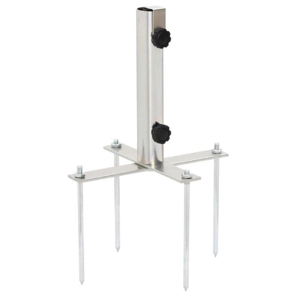 Parasol Base with Ground Spikes for ?32-38 mm Silver Steel vidaXL