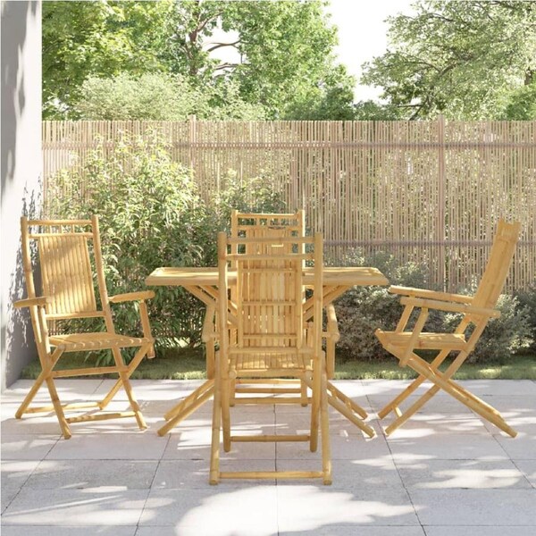 5 Piece Garden Dining Set Bamboo vidaXL