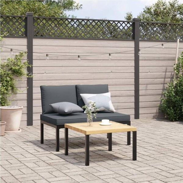 Garden Bench with Cushions Black Aluminium vidaXL