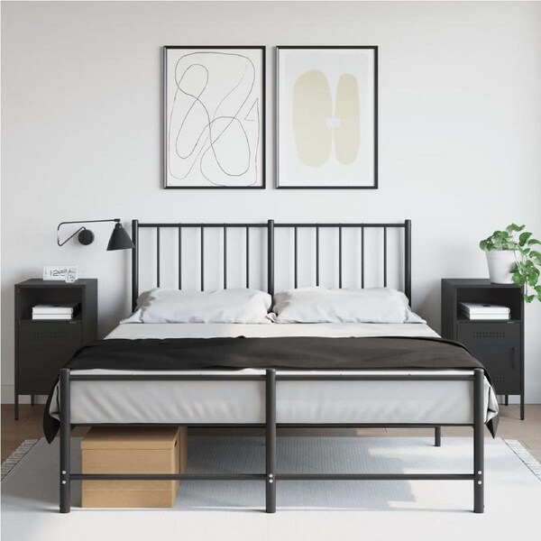 Bedside Cabinets 2 pcs Black 36x39x68 cm Steel vidaXL