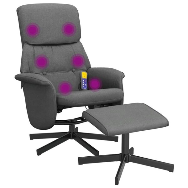 Massage Recliner Chair with Footstool Dark Grey Fabric vidaXL