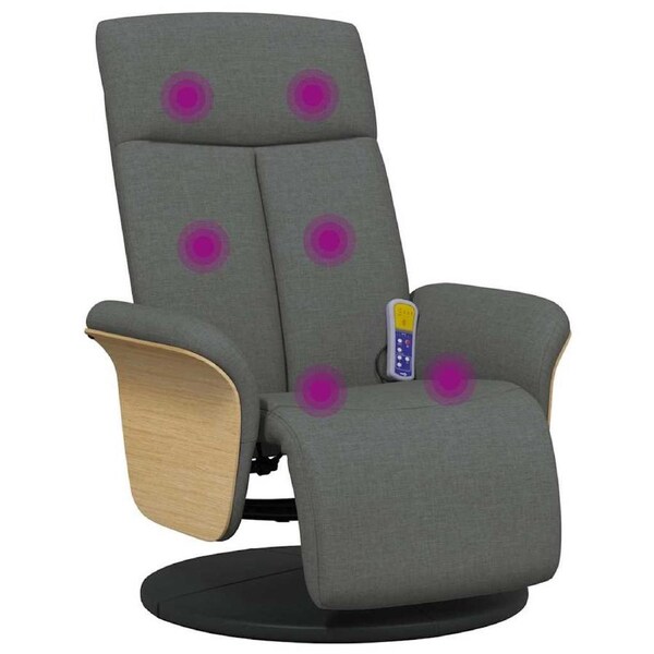 Massage Recliner Chair with Footrest Dark Grey Fabric vidaXL