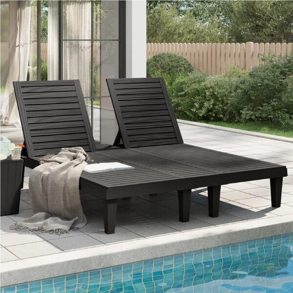 Double Sun Lounger Black 155x138x83 cm Polypropylene vidaXL