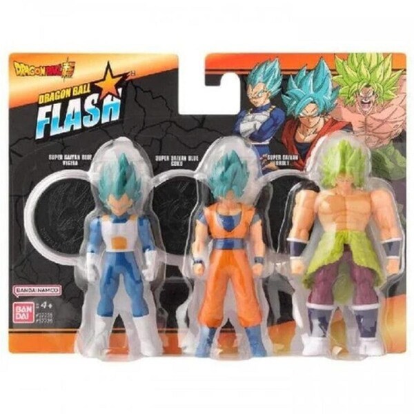 Dragon Ball Flash Super Saiyan Blue Goku/Super Saiyan Blue Vegeta/Super Saiyan Broly 3 Pack Figures