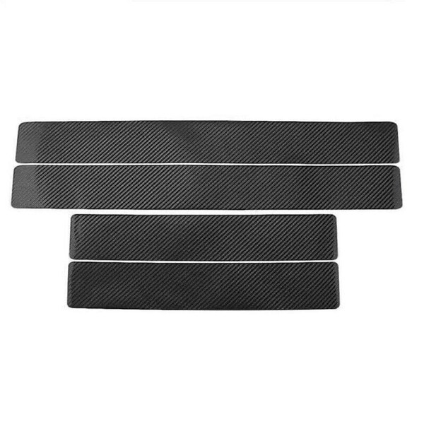 4Pcs Car Door Sill Scuff Protector Plate Sticker Carbon Fibre Cover Anti-Kick