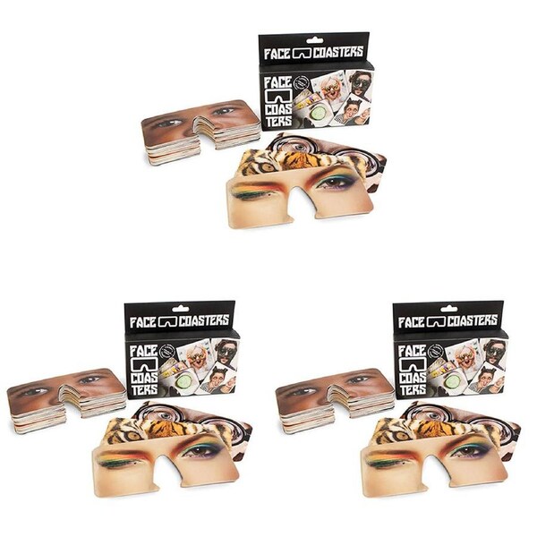 3PK Gift Republic Face Coasters Funny Wearable Family Party Game Photobooth Mask