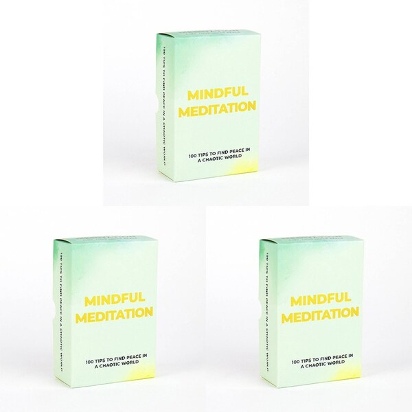 3PK Gift Republic Mindful Meditation 100-Tips Trivia/Guide Self-Care Cards Set