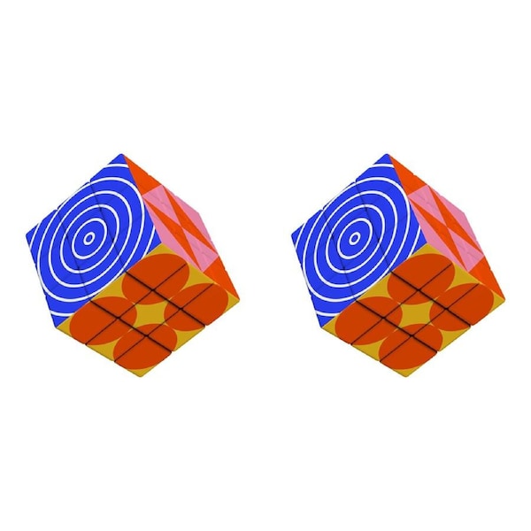 2PK Mustard Hypno Cube Trippy Patterns Puzzle Kids/Children Brain Teaser Toy