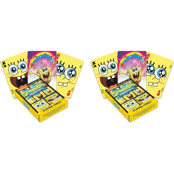 2PK Aquarius Spongebob Faces Playing Cards Poker Family Game Party Gaming Deck
