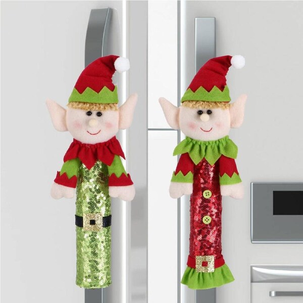 2Pcs Christmas Elf Refrigerator Handle Covers Cute Elf Door Handle Covers Decor