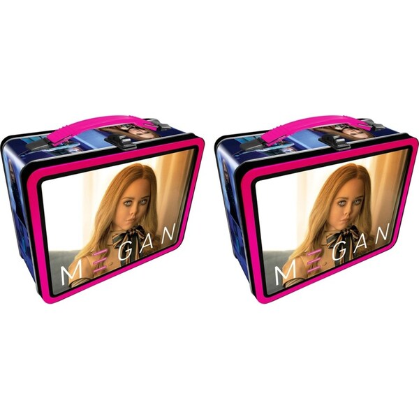 2PK Aquarius Tin Carry All M3GAN Tin Fun Box Food Storage Lunchbox w/Handle Sqr