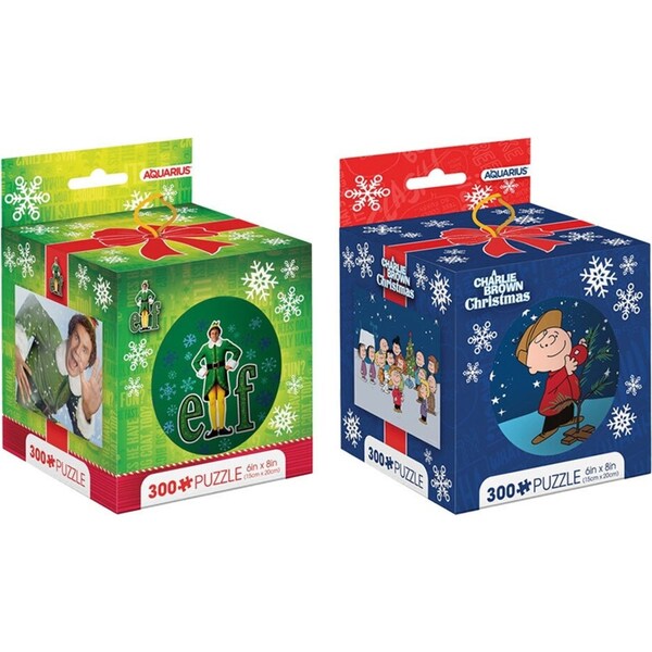 300pc Aquarius Elf & Peanuts A Charlie Brown Christmas Jigsaw Puzzle 15x20cm Set