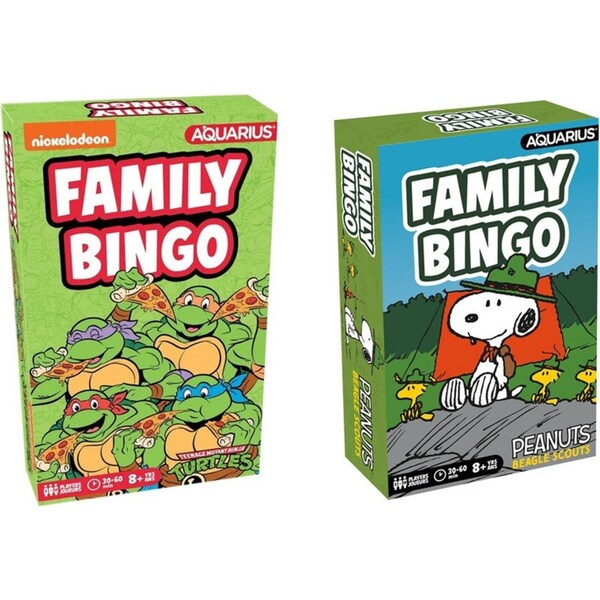 Aquarius Family Bingo Cards Children Tabletop Party Game Set TMNT & Peanuts 8y+