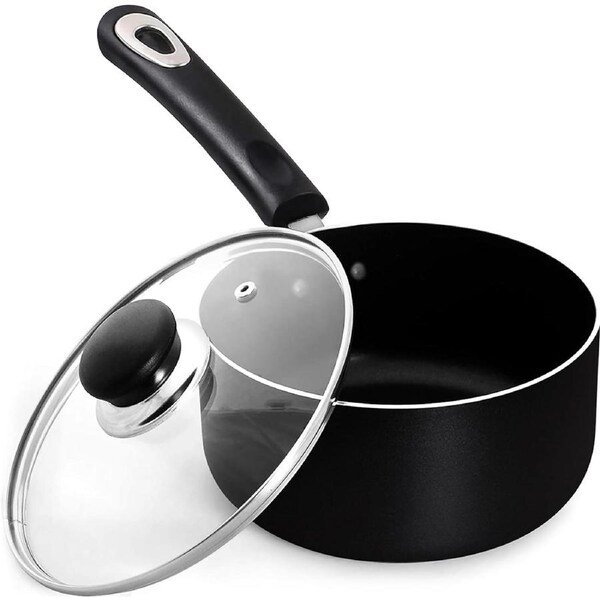 Nonstick Saucepan with Glass Lid,Multipurpose Use for Home Kitchen or Restaurant Milk Pan(16cm / 1.5 Litre )