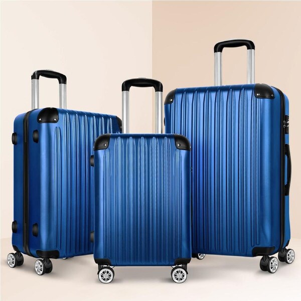 ALFORDSON ABS+PC Luggage Suitcase 3PC Set Carry on Trolley Travel TSA Blue