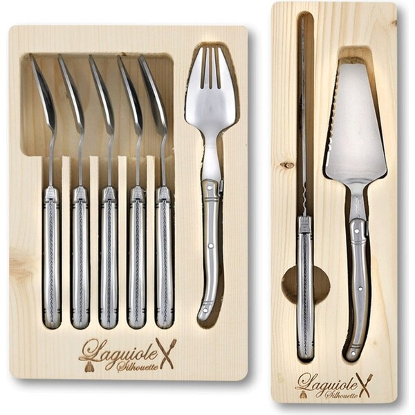 8pc Laguiole Silhouette Stainless Steel Cake Serving Tableware Set Silver