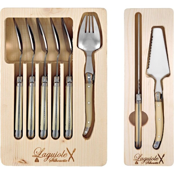 8pc Laguiole Silhouette Stainless Steel Cake Serving Tableware Set Ivory