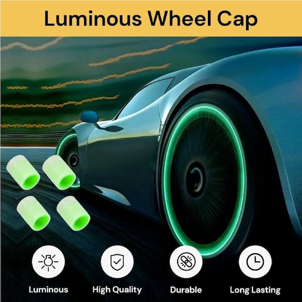 4pcs Luminous Wheel Caps - Glow-in-the-Dark Car Accessories - Green