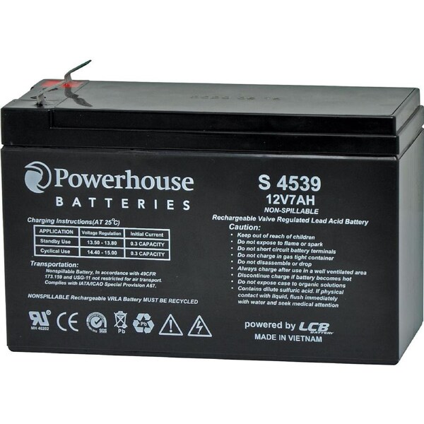Powerhouse 12V 7Ah Sealed Lead Acid (SLA) Battery 6.3mm/F2