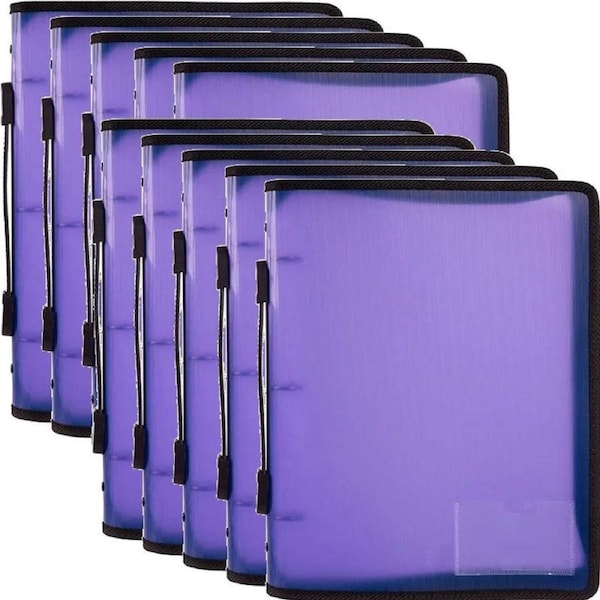 Marbig Zipper Binder Folder With Handle 3D 25mm A4 Purple 10 Pack