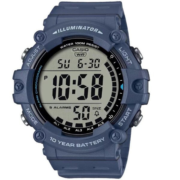 Casio Blue Men's Dual Time 100m Multifunction Digital Sports Watch AE-1500WH-2A