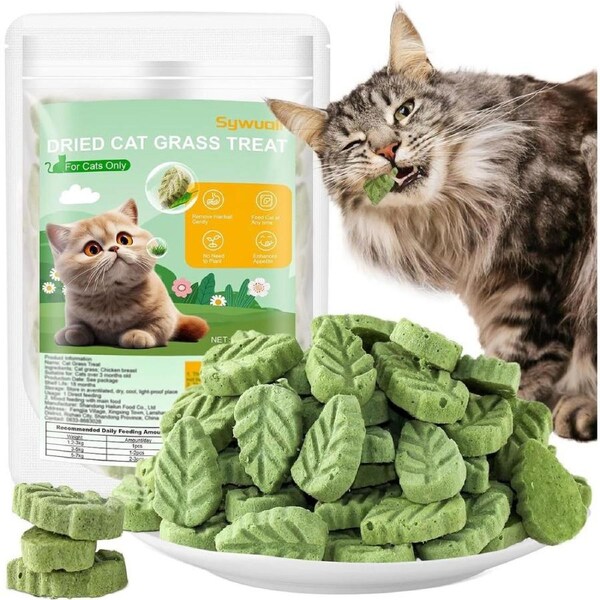 100g Cat Grass Treats, Cat Grass Teething Stick for Hairball Remove and Teeth Cleaning, Edible Cat Grass Stick Snack