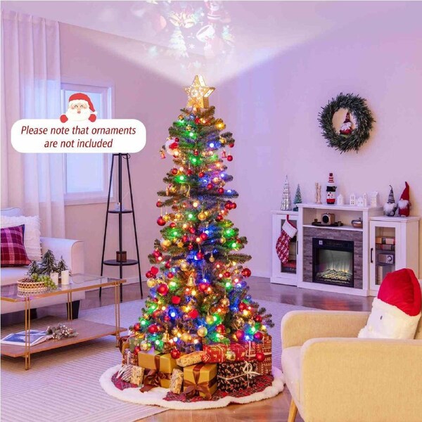 Costway 1.8m Pre-Lit Christmas Tree Projection Light Xmas Decoration w/9 Modes LED Lights