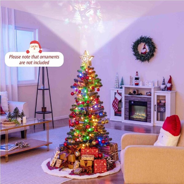 Costway 1.5m Pre-Lit Christmas Tree Projection Light Xmas Decoration w/9 Modes LED Lights