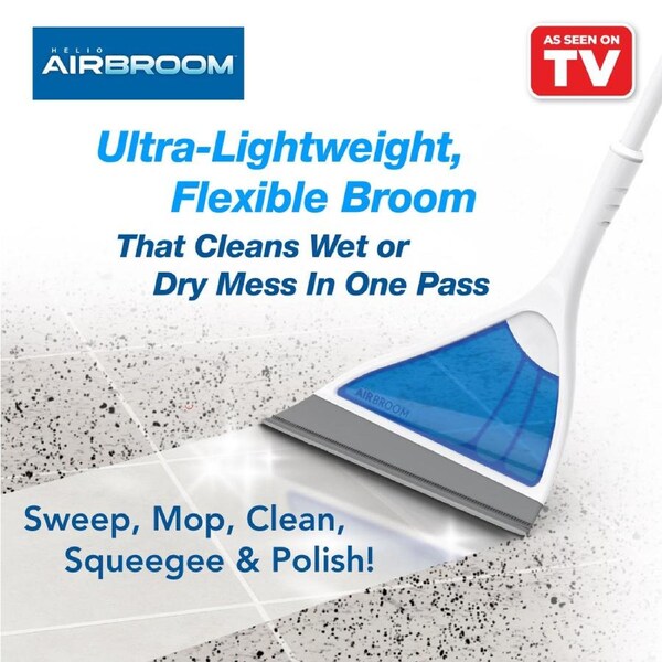 Helio Air Broom 3 Piece Kit All Surface Sweeper and Squeegee for Wet and Dry Cleaning