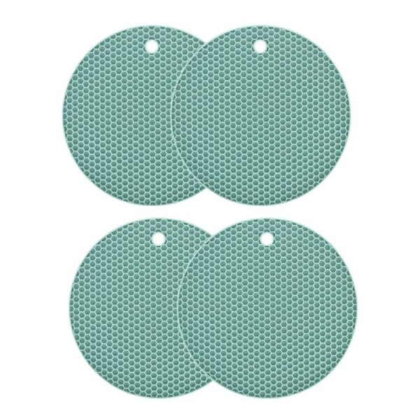 4Pcs Round Silicone Pot Holder Insulation Mat Teal
