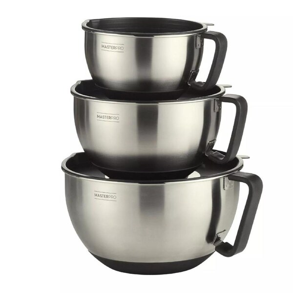 MasterPro Premium Stainless Steel 3pc Mixing Bowls - Set of 3