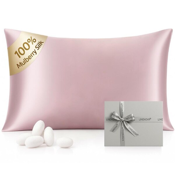 LINENOVA 6A Grade 100% Mulberry Silk Pillowcases Luxury Double-sided 22 Momme Silk Pillow Cover - Blush