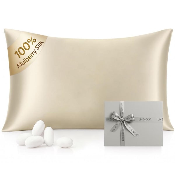 LINENOVA Double-sided 100% Mulberry Silk Pillowcases Luxury 22 Momme - Champagne