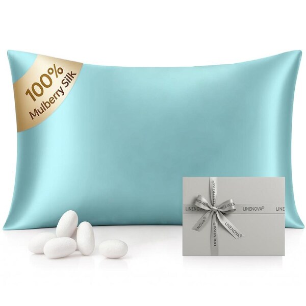 LINENOVA 6A Grade 100% Mulberry Silk Double-sided Silk Pillowcases Luxury 22 Momme - Haze Blue