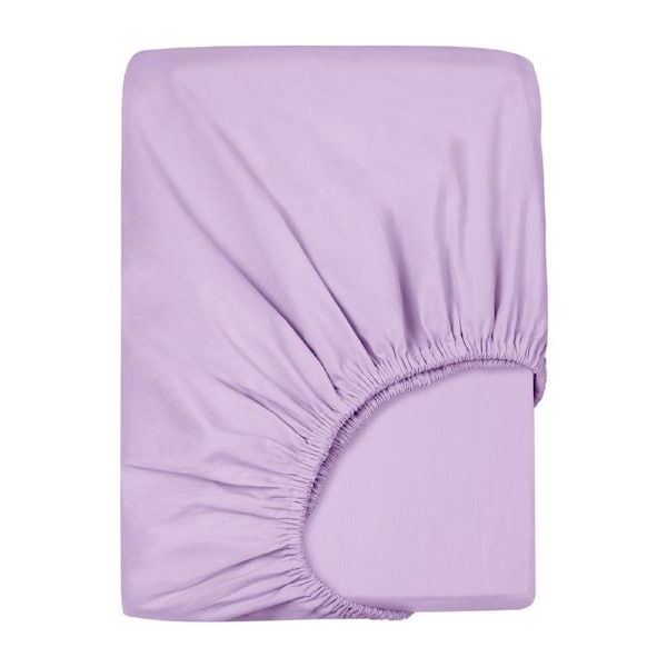 LINENOVA Premium 100% Cotton Fitted Sheet(Double,Lavender)