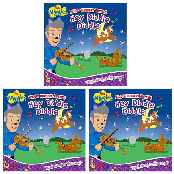 3PK The Wiggles Wiggly Nursery Rhymes Hey Diddle Kids Board Book 0-3y