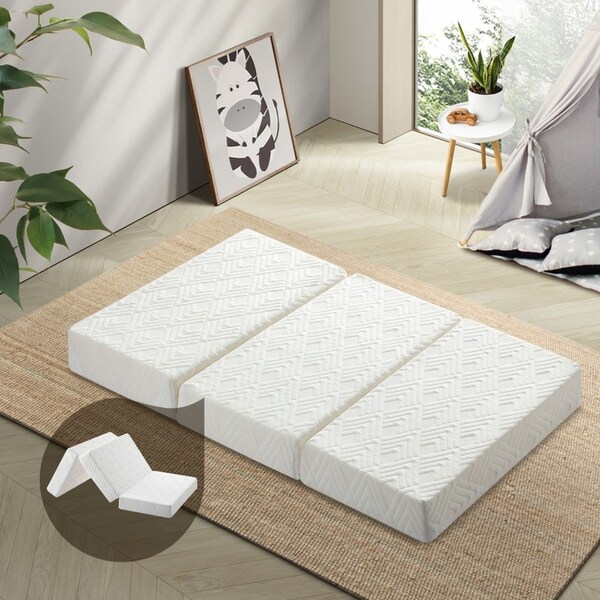 Bedra Folding Mattress Trifold Foldable Foam Mattresses Baby Cot Bed Mat White