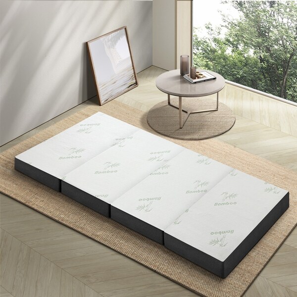 Bedra Foldable Mattress Bamboo 4-Fold Portable Camping Floor Bed Folding Mattresses Single