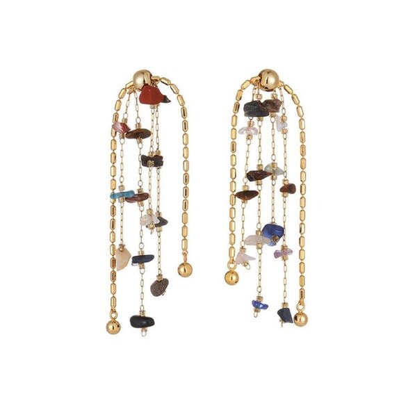 Fashion Earrings Colourful Natural Stone Tassel Earrings Women Jewelry Gift