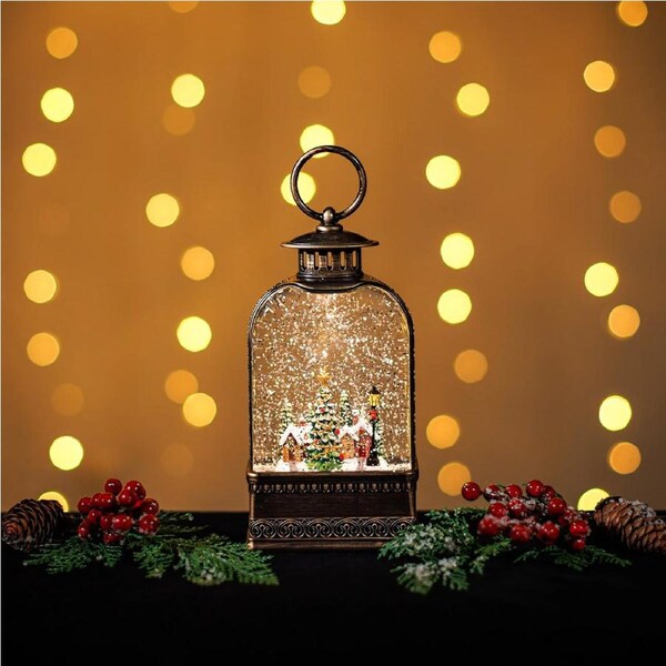 Christmas Bristol Lantern Snowing Xmas Town 21cm Xmas Musical Lights Decor