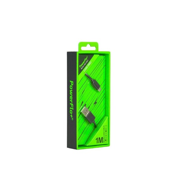 PowerFlo+ Micro USB 1M Data Cable / Sync Black