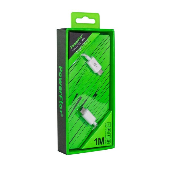 PowerFlo+ Type C to Type C Data / Sync Cable 1M White